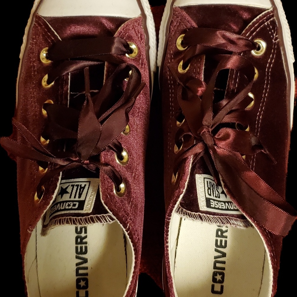 Burgundy Velvet Converse